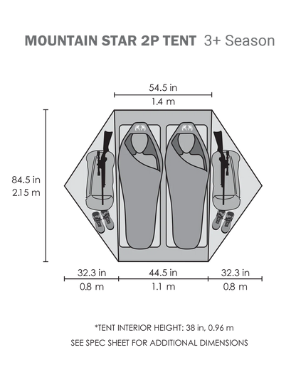 Mountain Star 2 Person Tent Set | Gunmetal-Orange